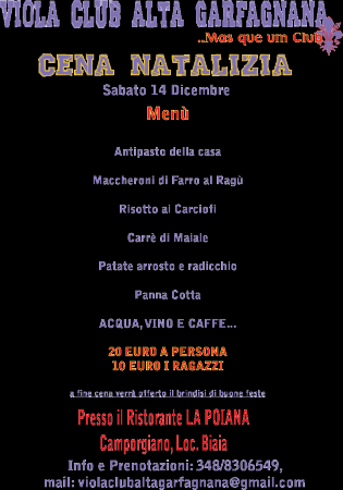 SABATO 14 CENA DI NATALE